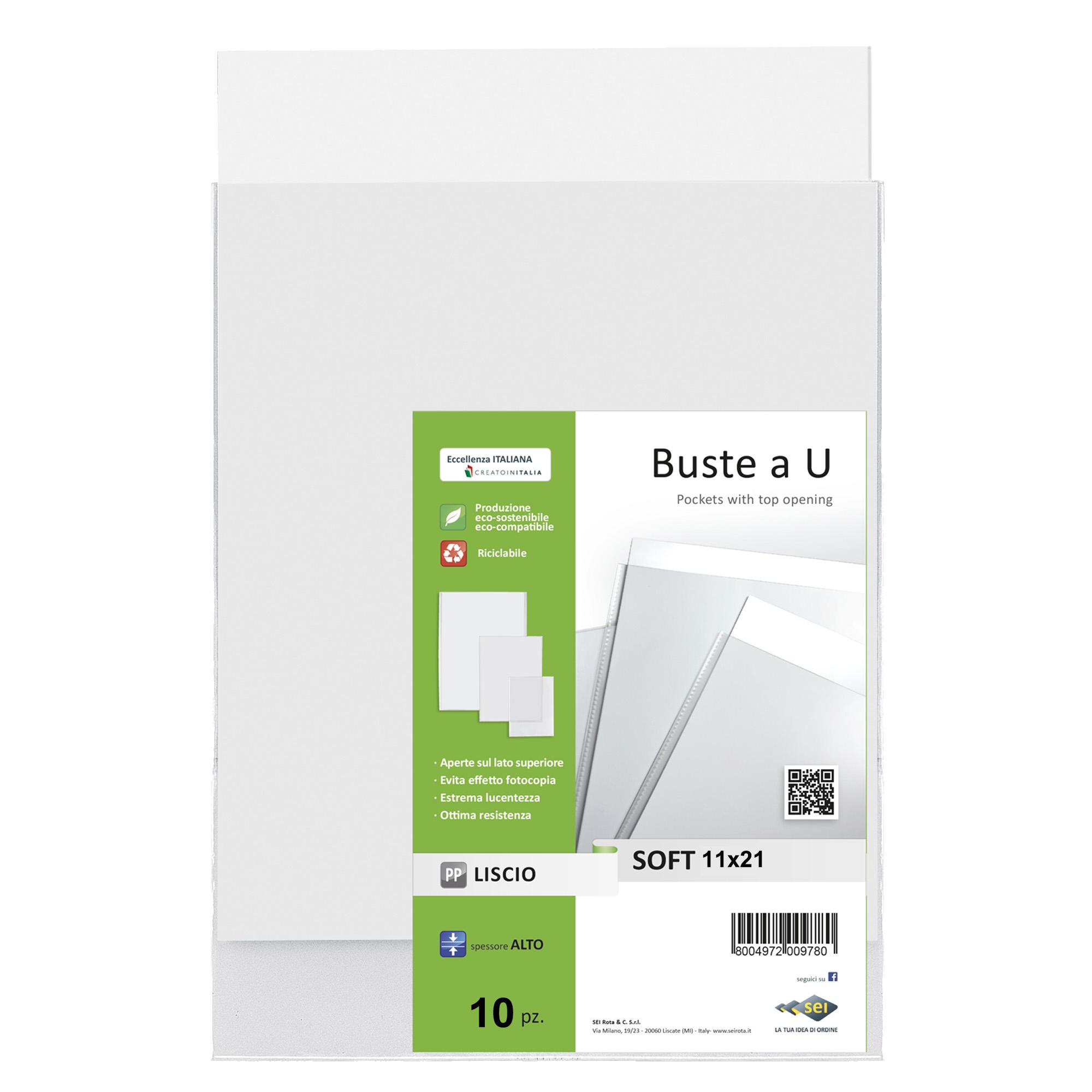 Buste a sacco Soft - PPL - 11 x 21 cm - liscio - trasparente - Sei Rota - conf. 10 pezzi