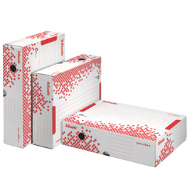Scatola archivio Speedbox - dorso 8 cm - 35 x 25 cm - bianco e rosso - Esselte