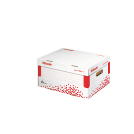 Scatola container Speedbox - Small - 25,2 x 35,5cm -  dorso 19,3 cm - bianco e rosso - Esselte