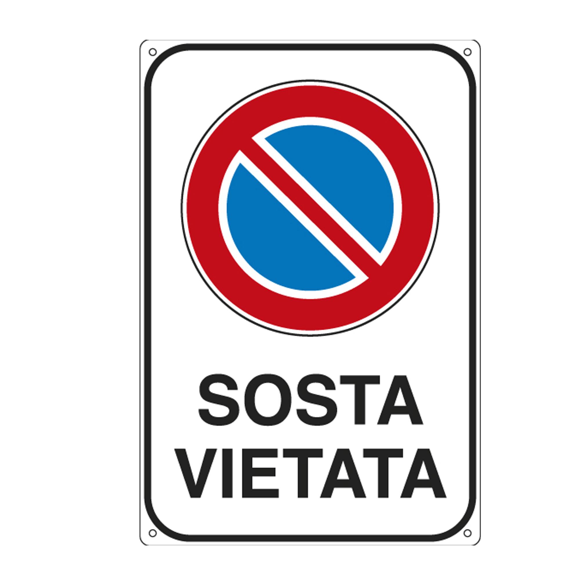 Cartello segnalatore - 20x30 cm - SOSTA VIETATA …