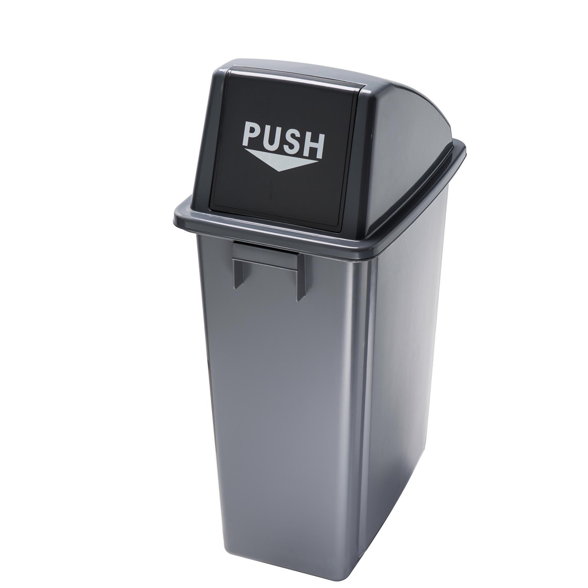 Contenitore Office 60 Lt - con coperchio push - per rifiuto secco - 33x46x79 cm - grigio/nero - Medial