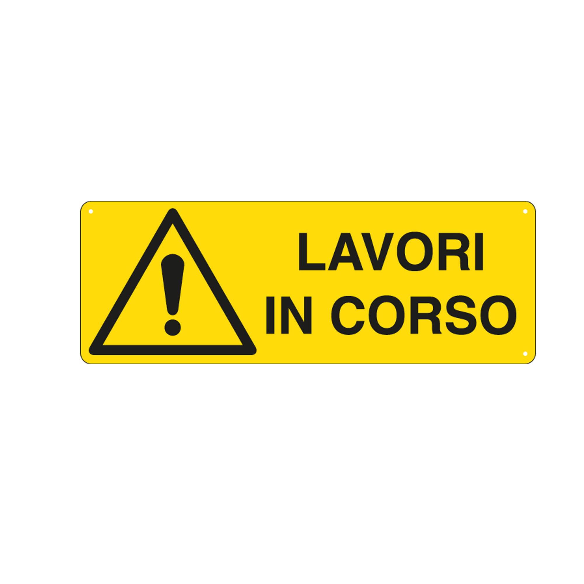 Cartello segnalatore - 35x12,5 cm - LAVORI IN …