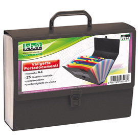 Valigetta portadocumenti - 25 tasche colorate - PPL - nero - Lebez