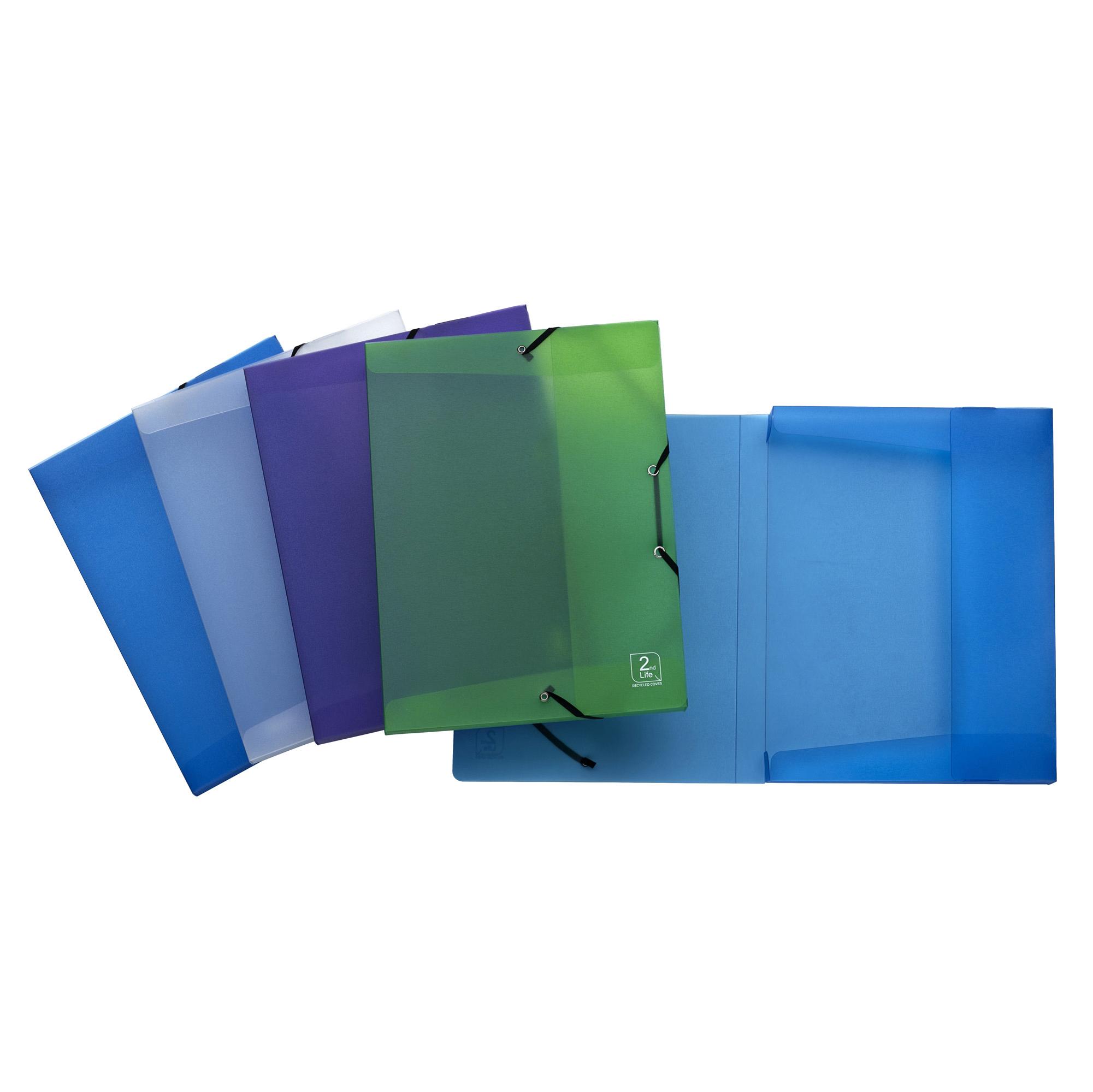 Cartellina 3 lembi - con elastico 2ndLife - 24 x 32 cm - dorso 2,5 cm - mix 4 colori - Favorit
