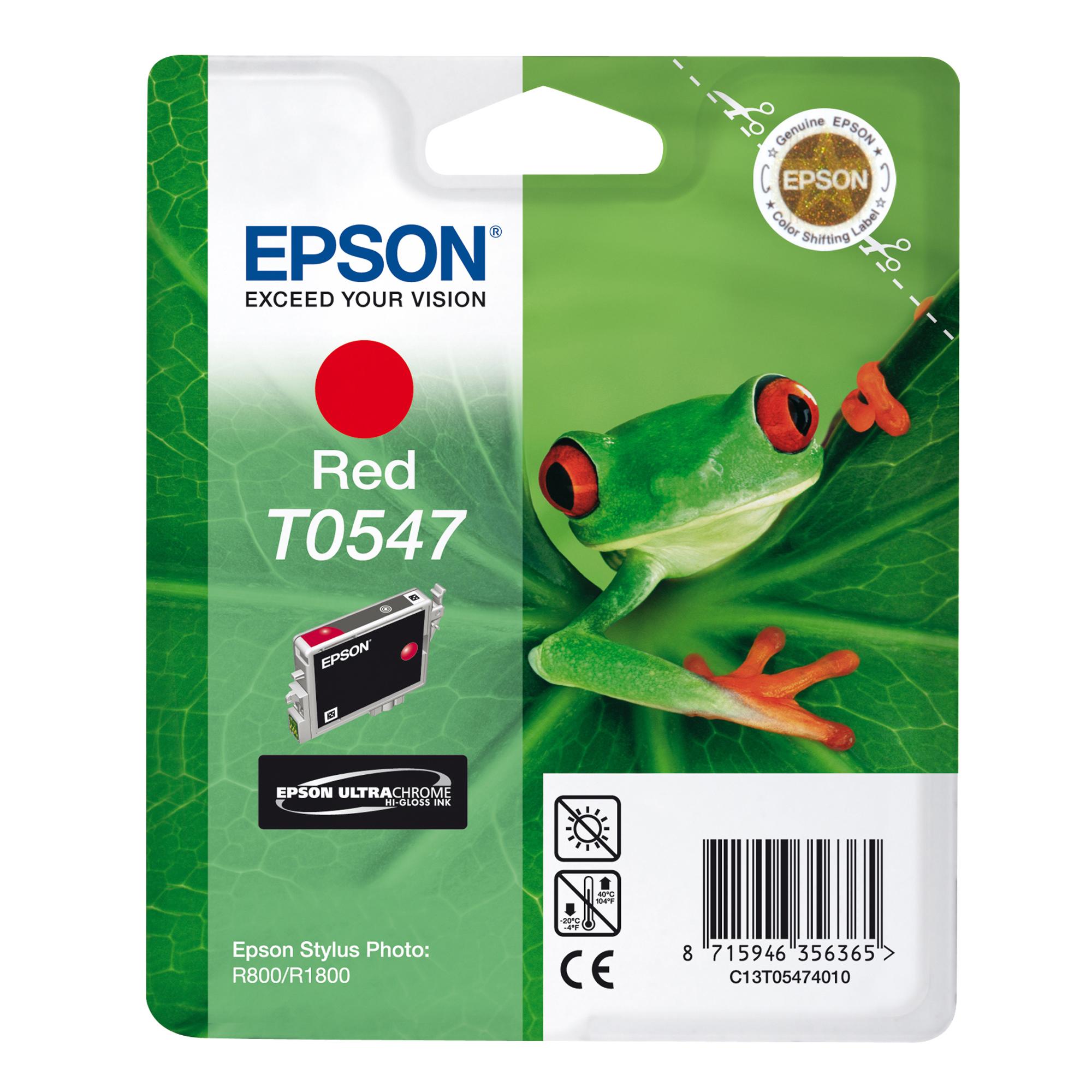 Epson T0547 - 13 ml - rosso - originale - blister - cartuccia d'inchiostro - per Stylus Photo R1800, R800