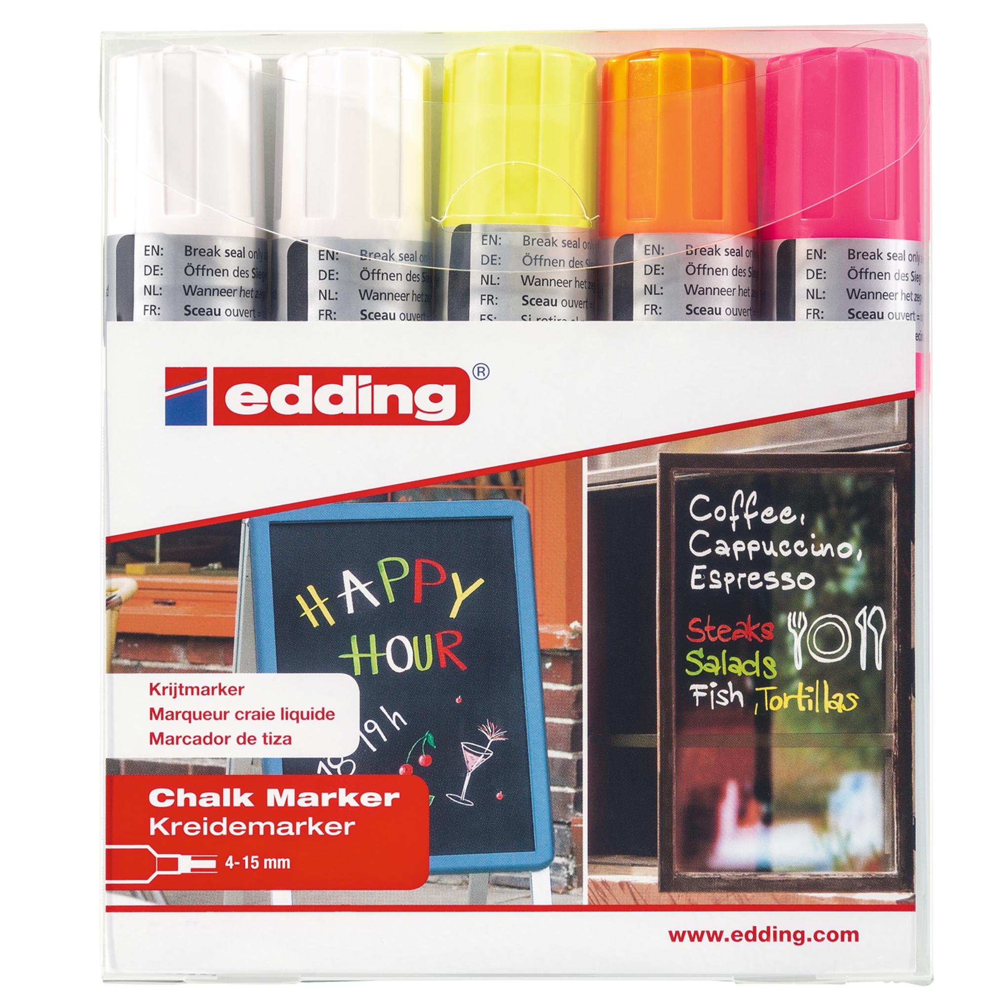Marcatore a gesso liquido 4090 - punta scalpello - da 4 a 15mm - Edding - astuccio 5 pezzi