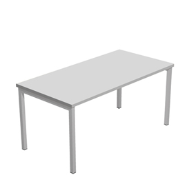 Scrivania singola Agorà - 140 x 80 x 74,6 cm - Bianco/grigio alluminio