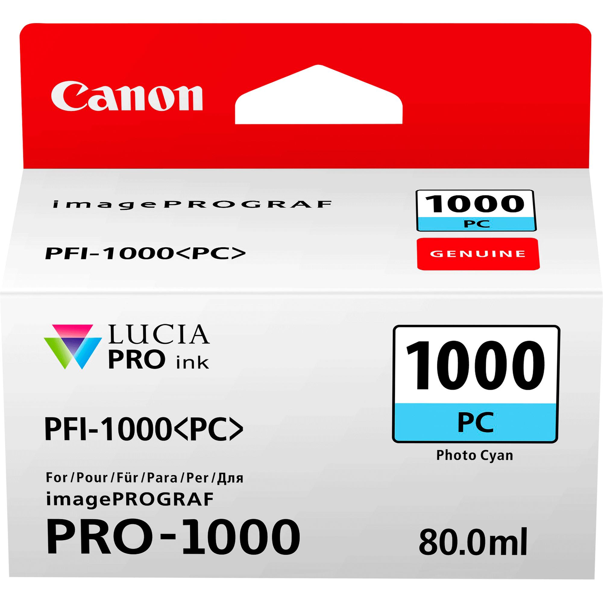 Canon PFI-1000 PC - 80 ml - ciano per foto - originale - serbatoio inchiostro - per imagePROGRAF PRO-1000