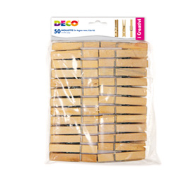 Molletta in legno - 72 x 10 mm - DECO - busta 50 pezzi