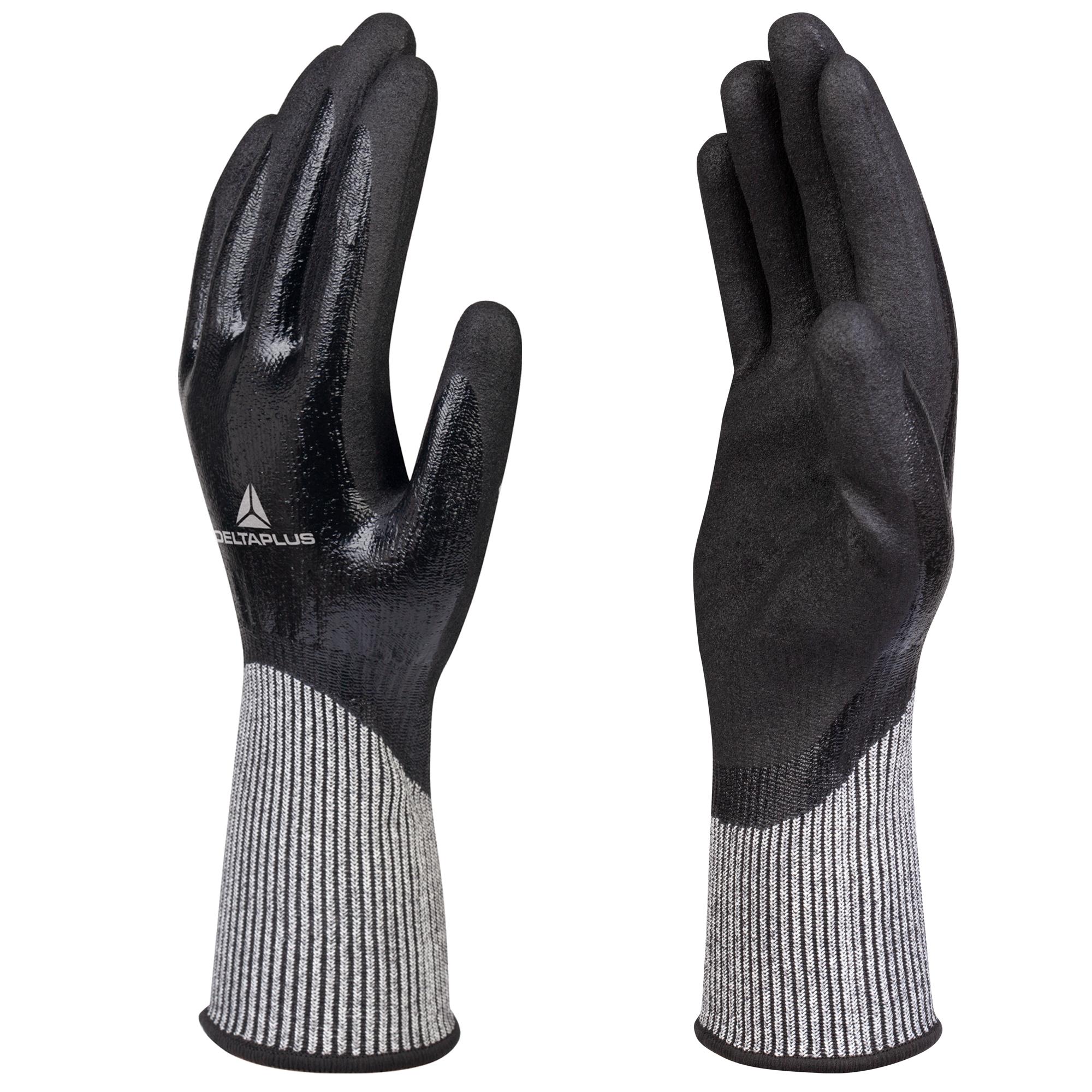 Guanti antitaglio Venicut D04 - maglia deltanocut - palmo in doppio nitrile - taglia 09 - nero - Deltaplus