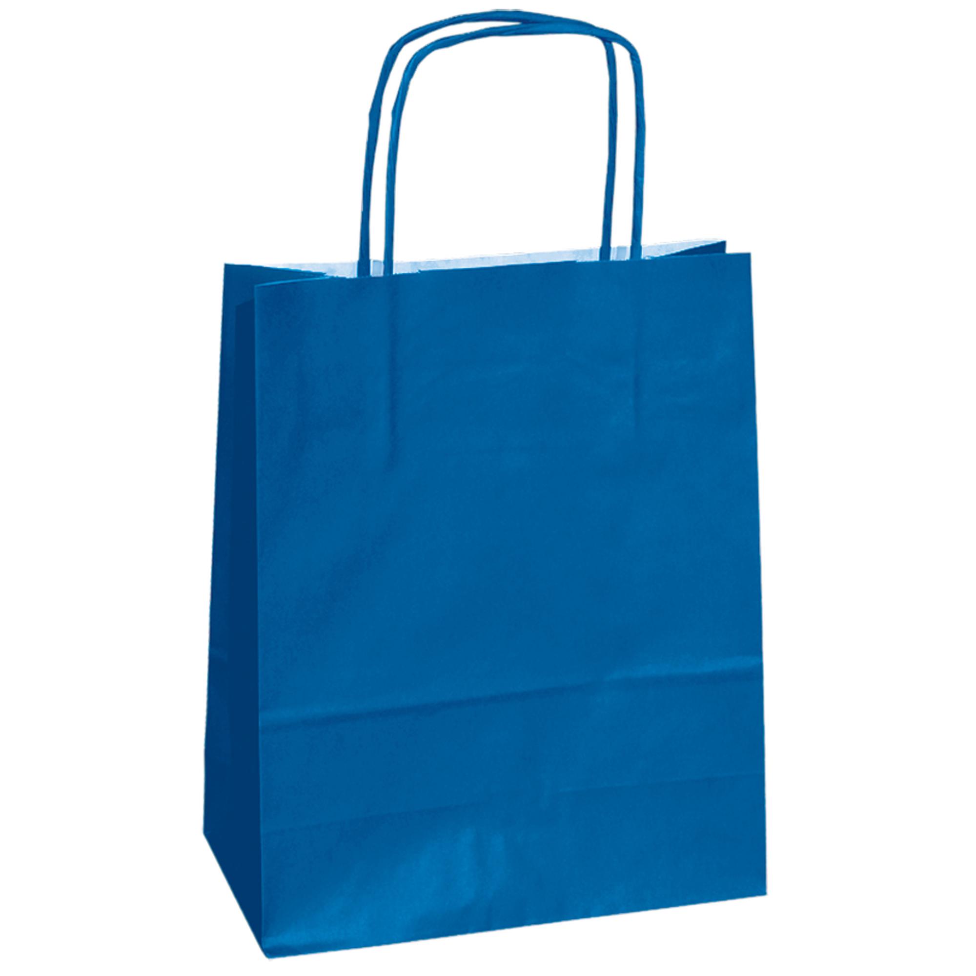 25 shoppers carta kraft 14x9x21cm twisted blu