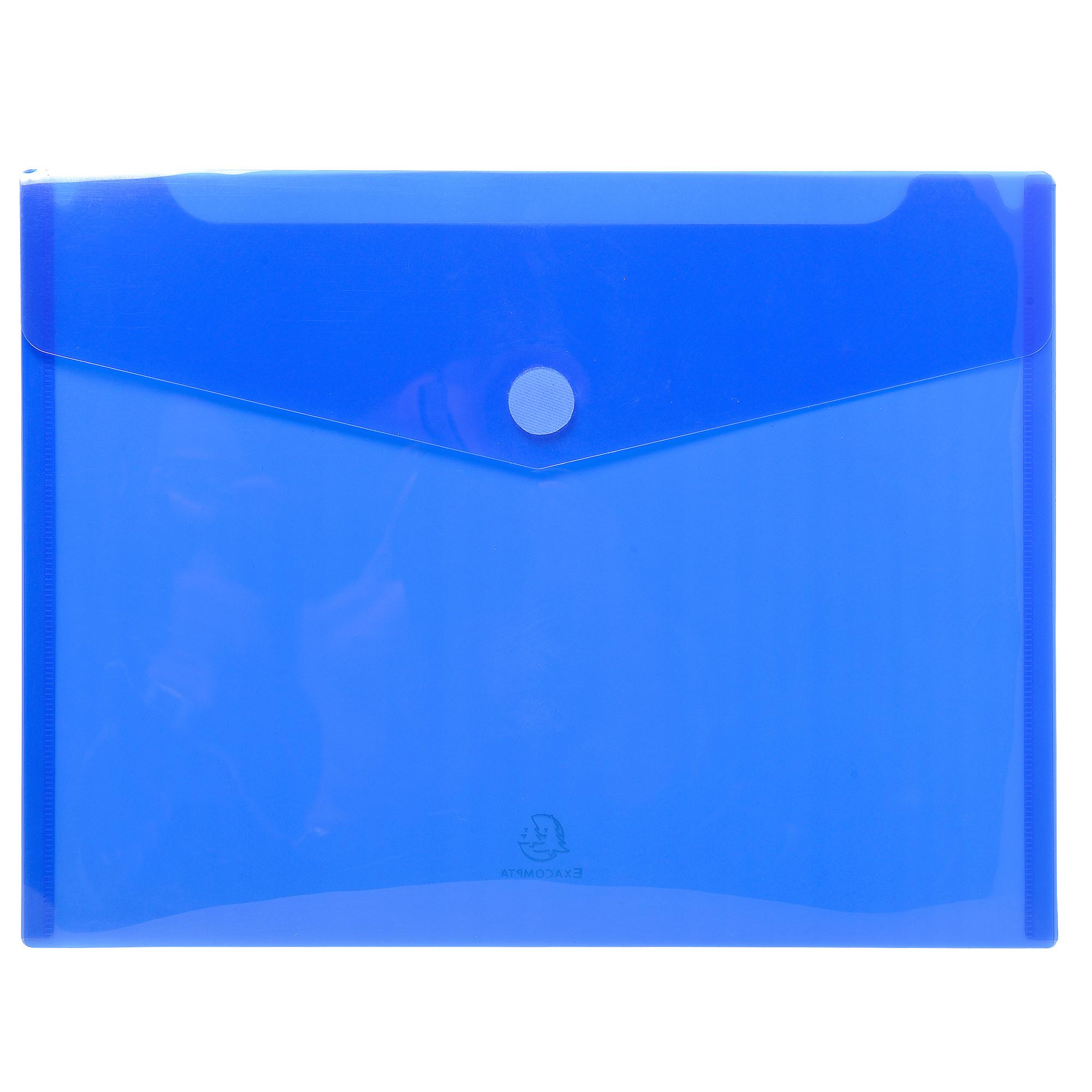 Busta a tasca con chiusura in velcro - PPL - 24 x 32 cm - blu/trasparente - Exacompta