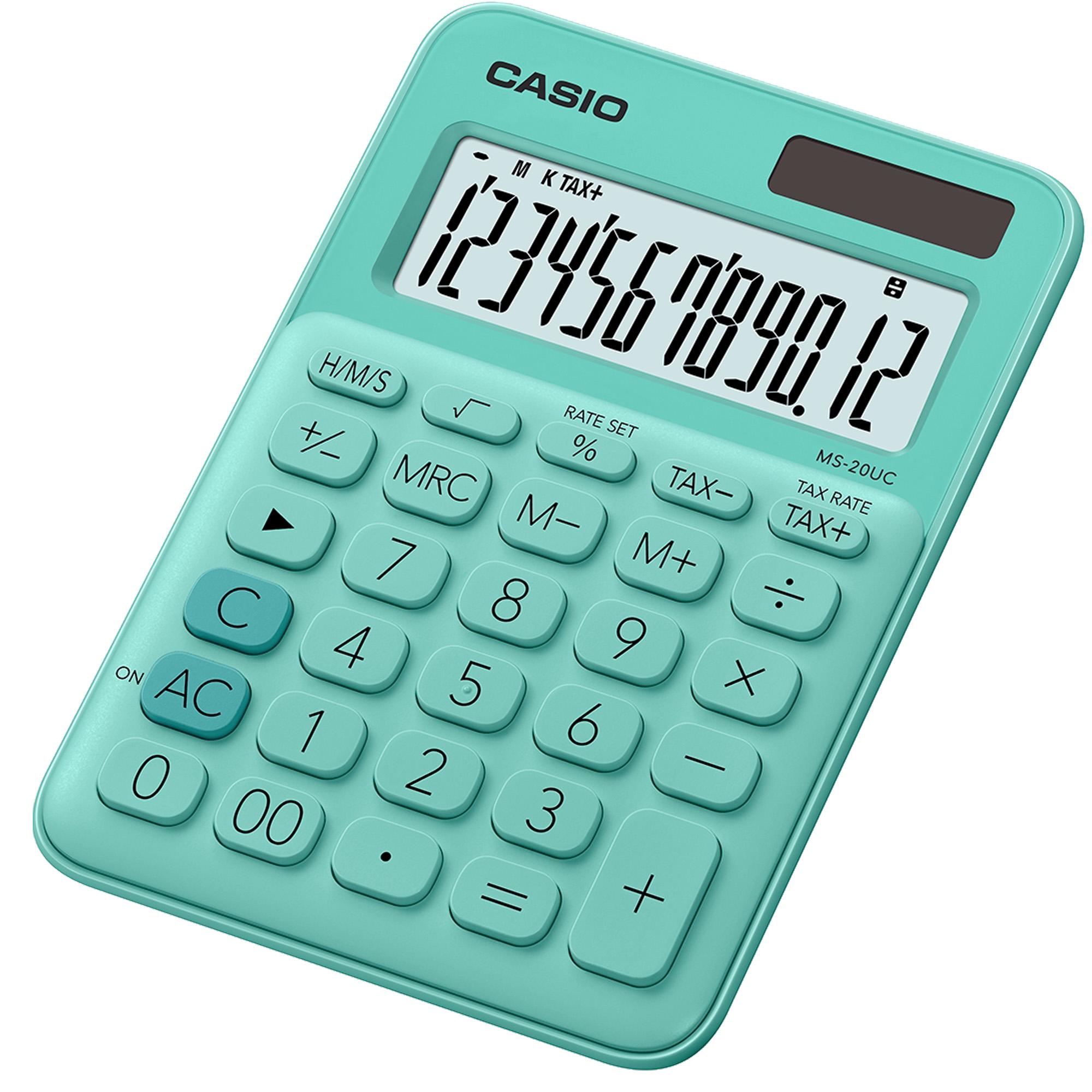 Casio MS-20UC - Calcolatrice da tavolo - 12 cifre - pannello solare, batteria - verde