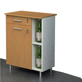 Mobile angolo Ristoro - punto caffè - 60 x 45 x 84 cm - bianco/noce chiaro