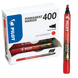 Pilot 400 - Marcatore - permanente - rosso - inchiostro a base olio - 4 mm - larga (pacchetto di 20)