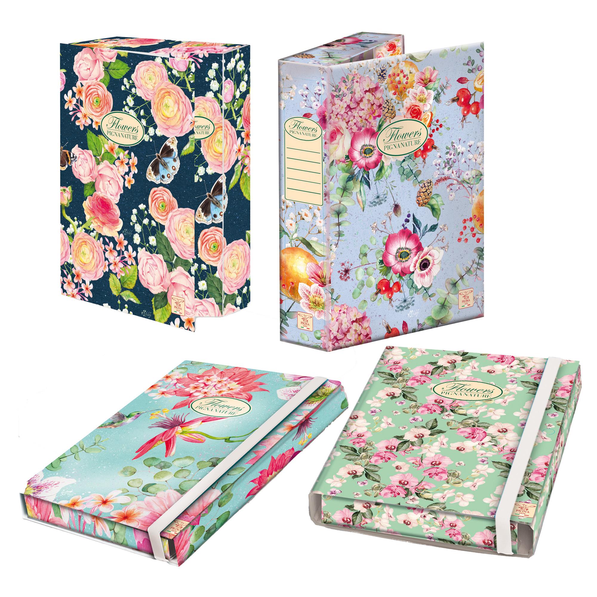 PIGNA Nature Flower - Cartelletta a 3 lembi - larghezza dorsale 70 mm - disponibile in colori assortiti