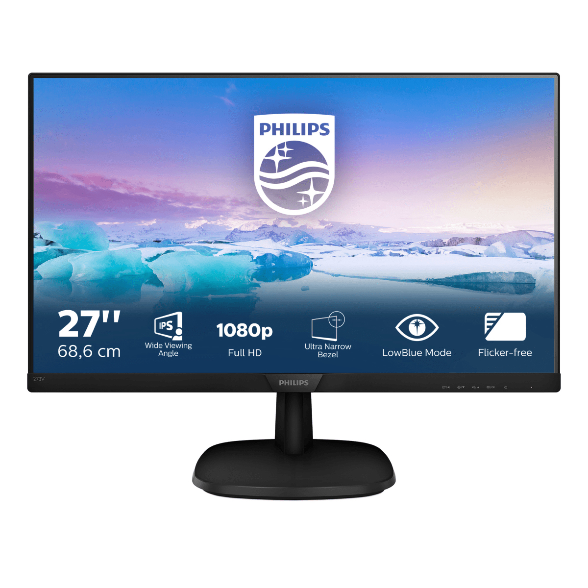 Philips V-line 273V7QJAB - Monitor a LED - 27" - 1920 x 1080 Full HD (1080p) @ 60 Hz - IPS - 250 cd/m² - 1000:1 - 5 ms - HDMI, VGA, DisplayPort - altoparlanti - nero, nero testurizzato