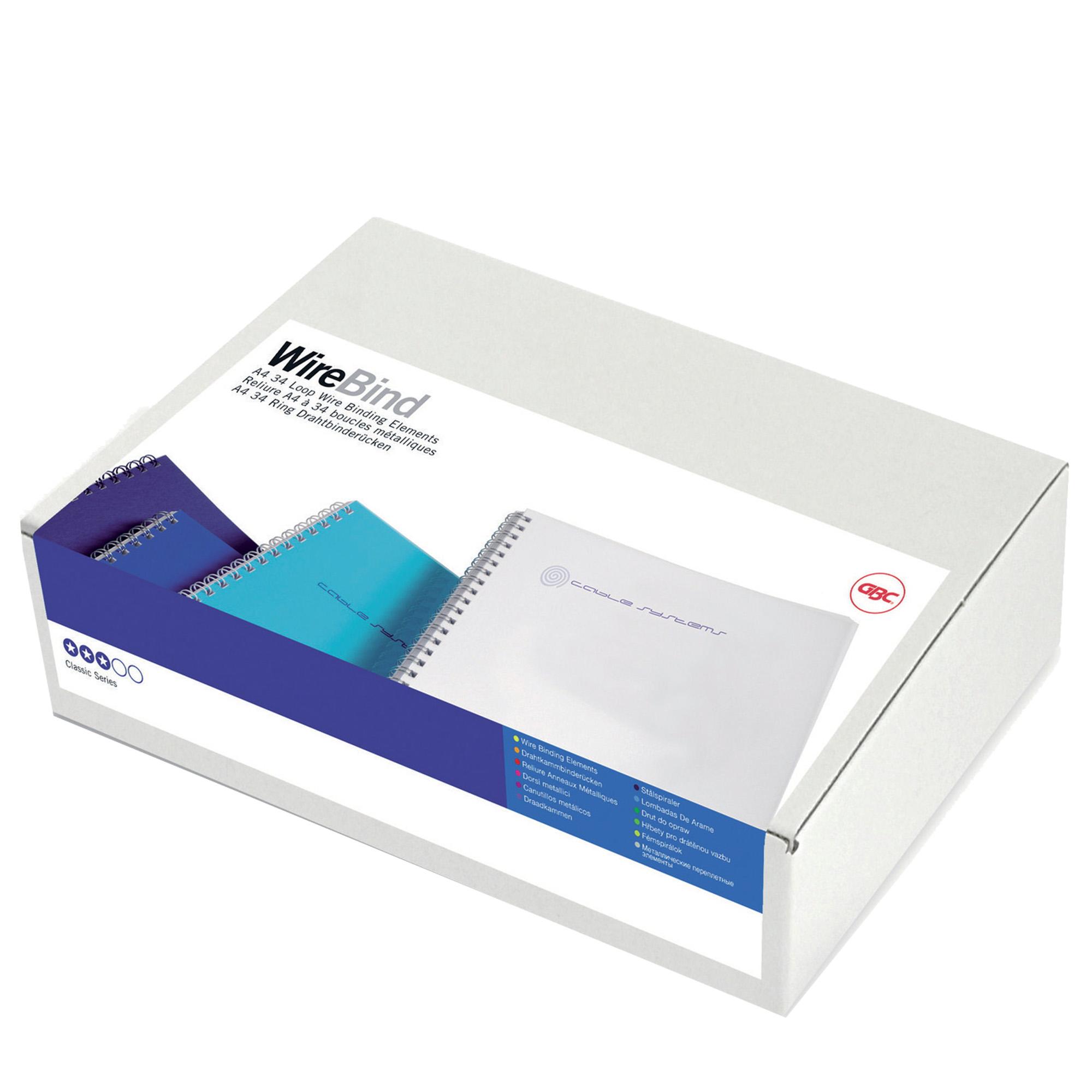 GBC WireBind - 5 mm - 34 anelli - A4 (210 x 297 mm) - 35 fogli - argento - 100 pezzi filo per rilegatura