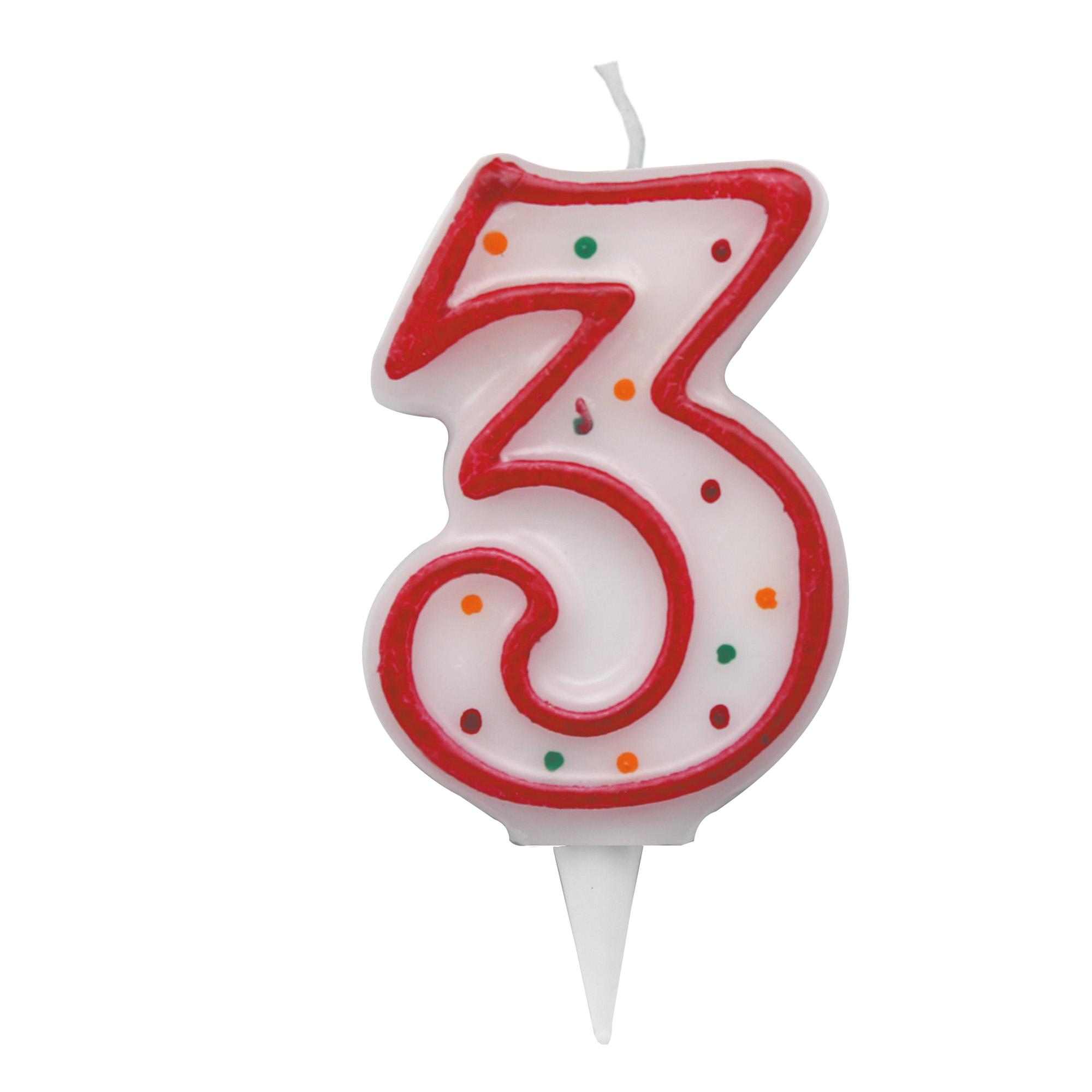 Candelina Zuccherino numero 3 - h. 8.5cm Big …