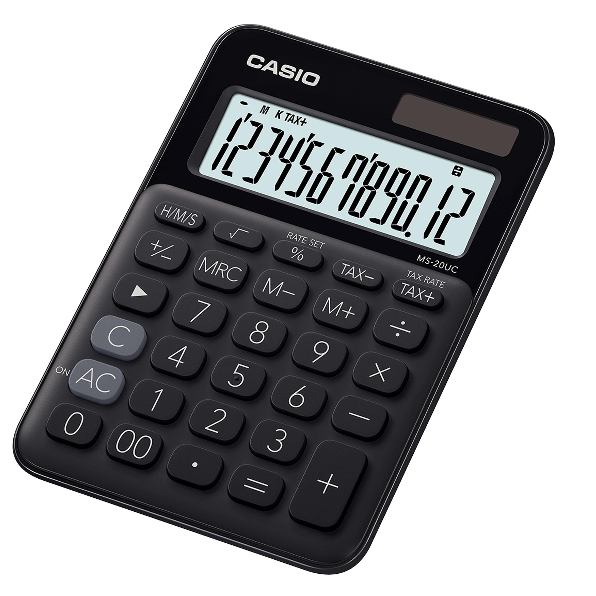 Casio MS-20UC - Calcolatrice da tavolo - 12 cifre - pannello solare, batteria - nero