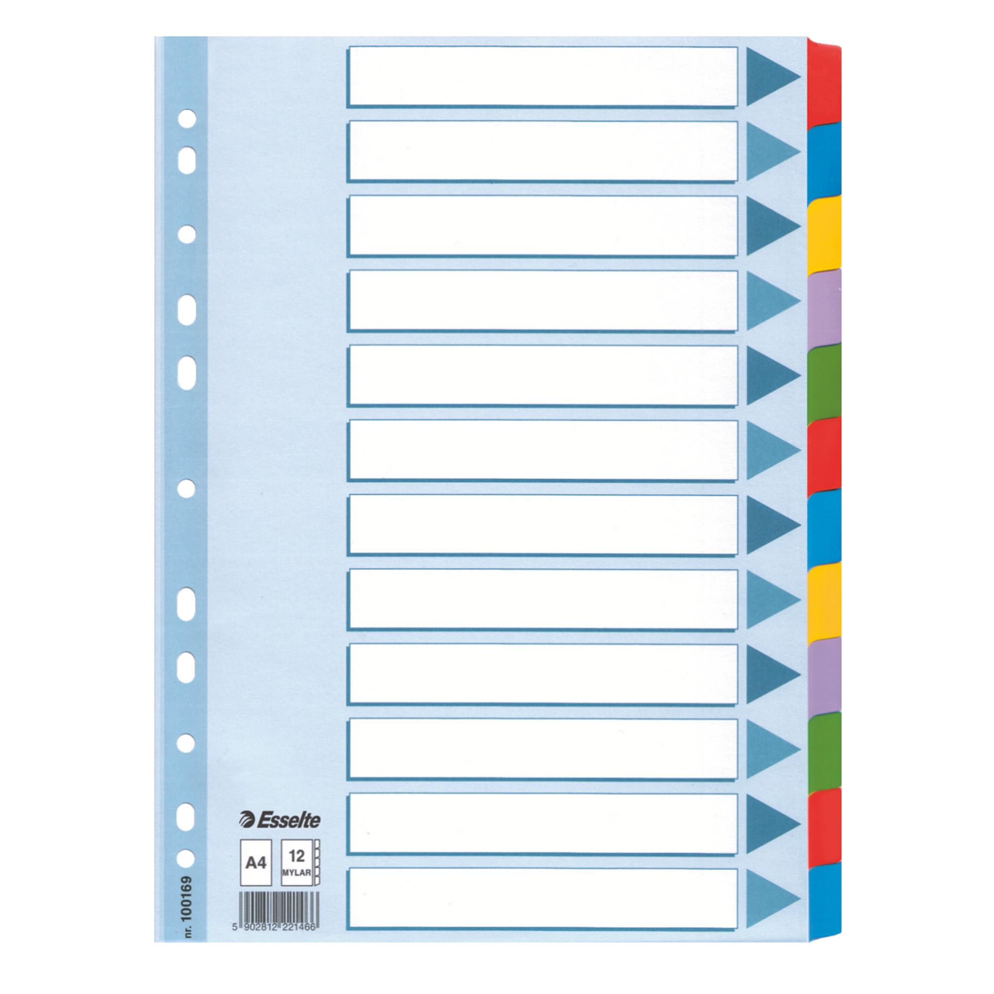 Intercalare Mylar -12 tasti colorati - A4 - …