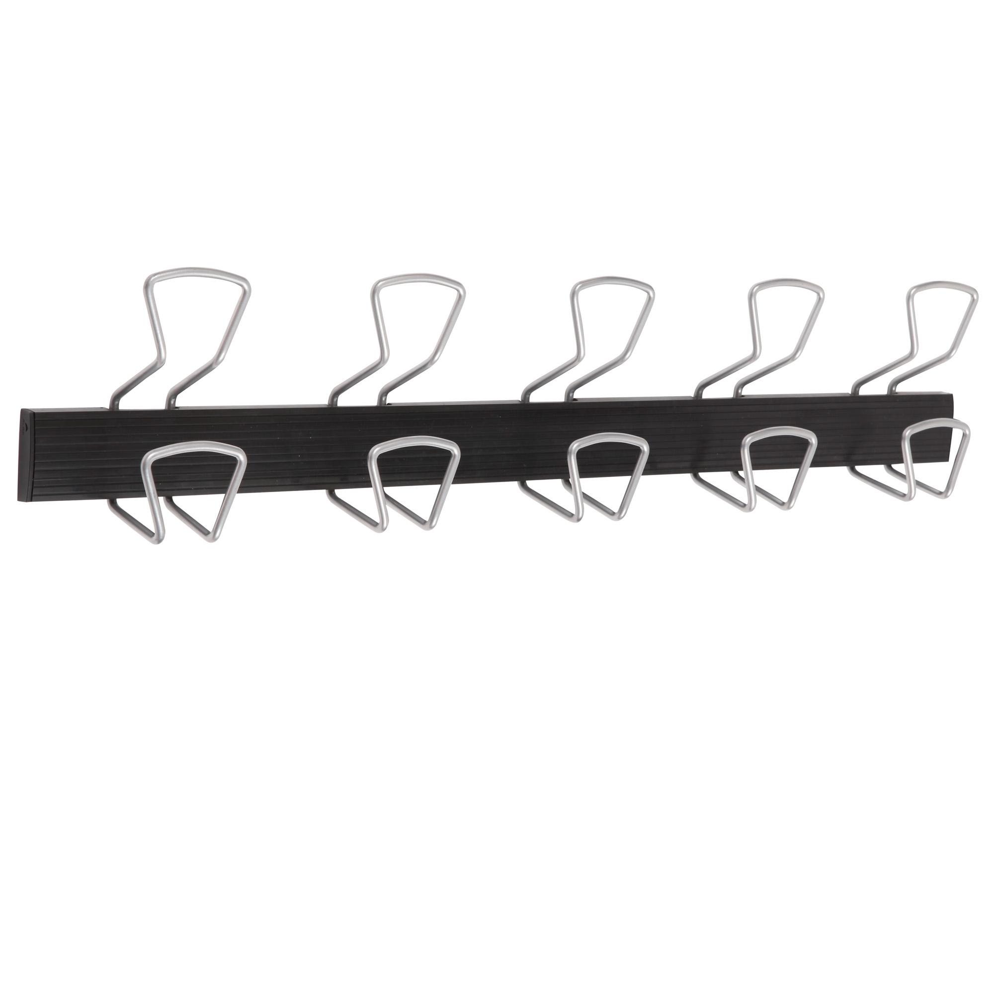 Appendiabiti da muro - 5 posti - 76 x 7,2 x 16 cm - metallo/ABS - nero/grigio metallizzato - Alba