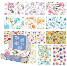 Carta regalo - raso - Fiori - 70 x 100 cm - Rex Sadoch - scatola 100 fogli