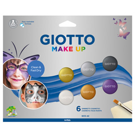 GIOTTO MAKE UP SET DI 6 OMBRETTI DA 5 ML CON PENNELLO COSMETICO E SPUGNA COLORI METALLICI ASSORTITI