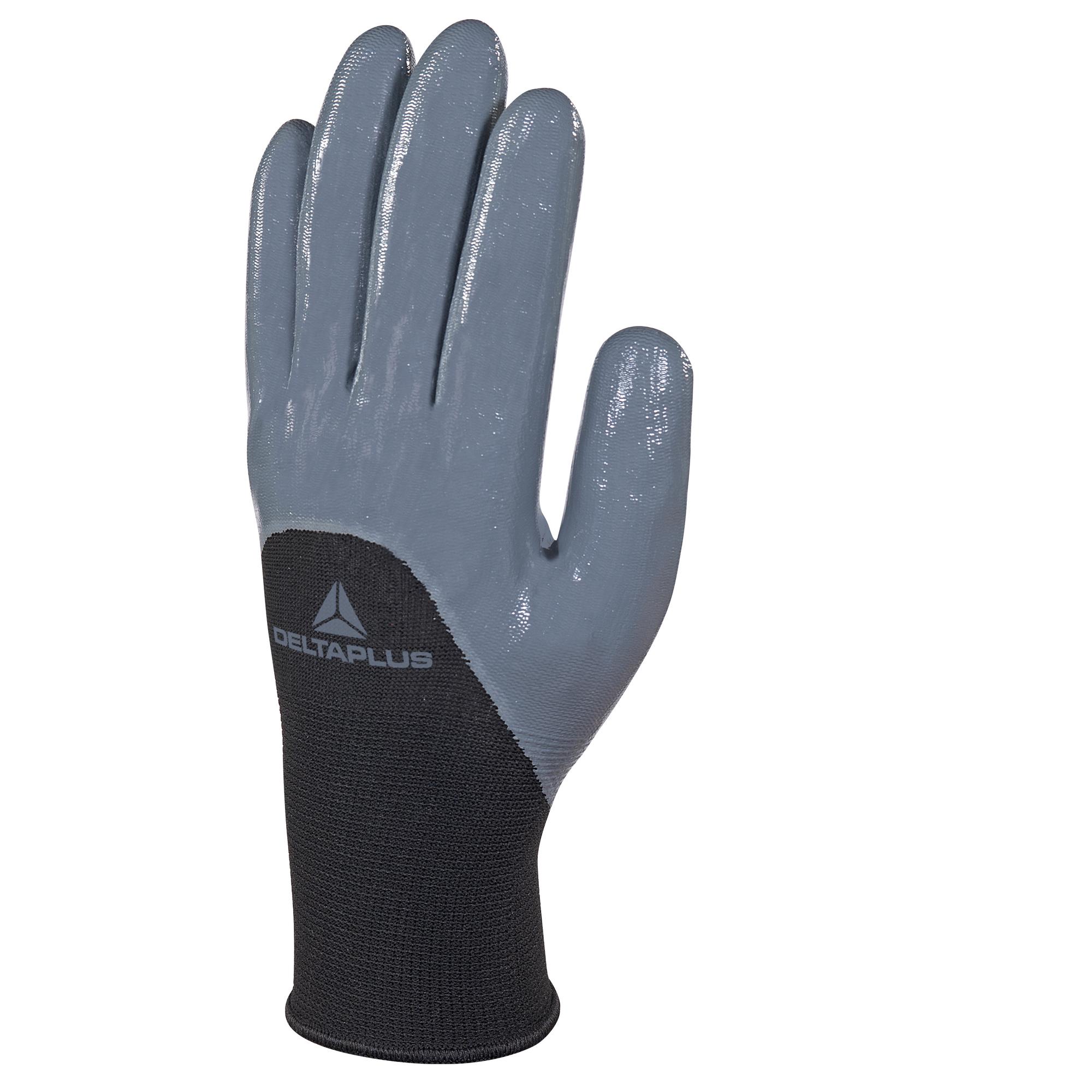 Guanti per protezione meccanica VE715GR - maglia di poliestere - palmo nitrile - taglia 09 - grigio - Deltaplus