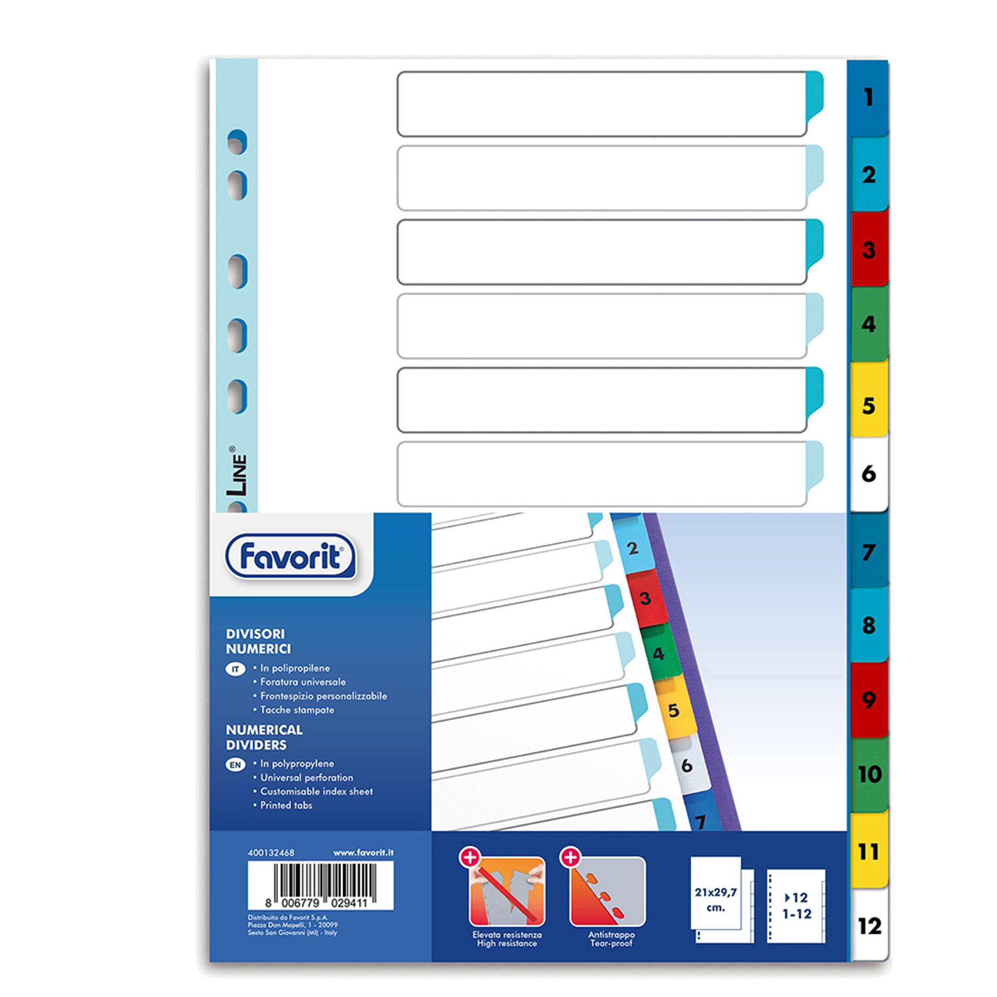 Divisori numerici 12 tacche - A4 - PP …