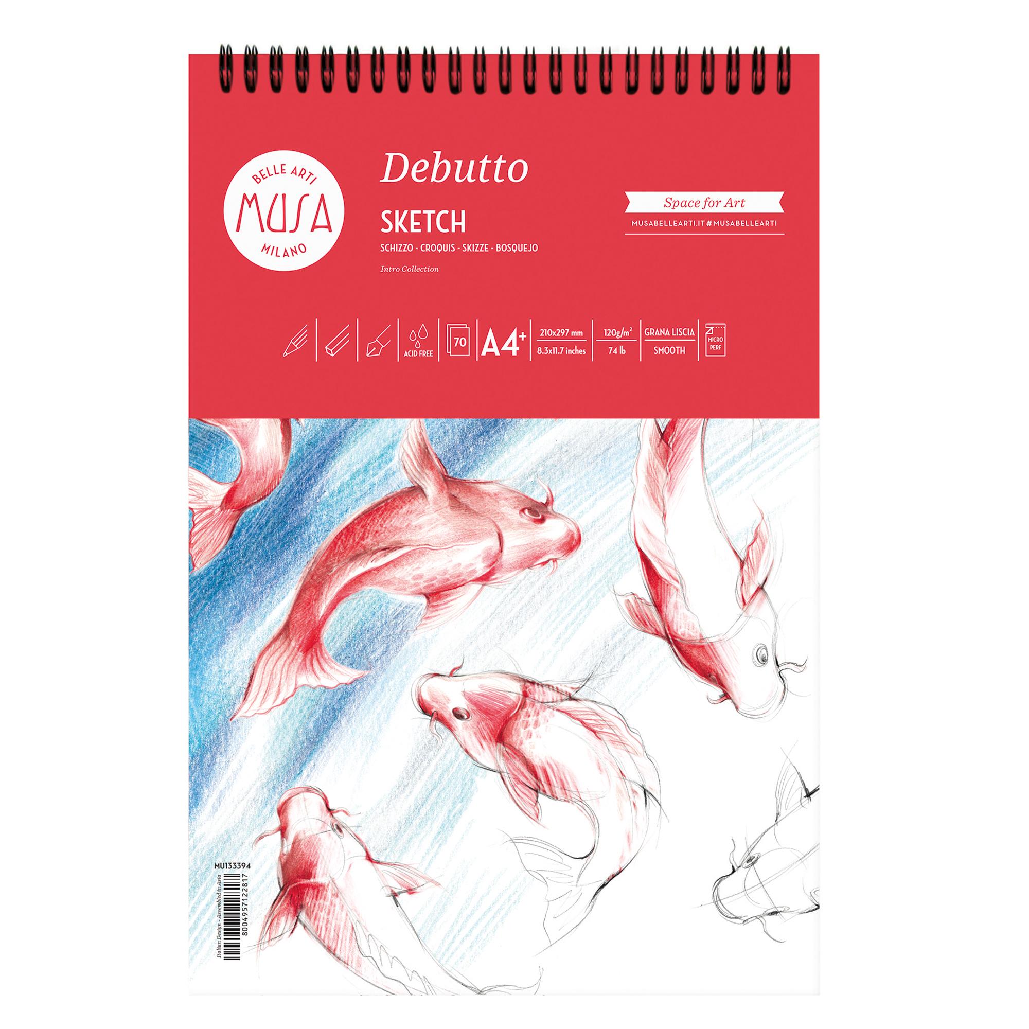 Blocco schizzi Debutto - A4 - 120 gr - 70 fogli - bianco - MUSA