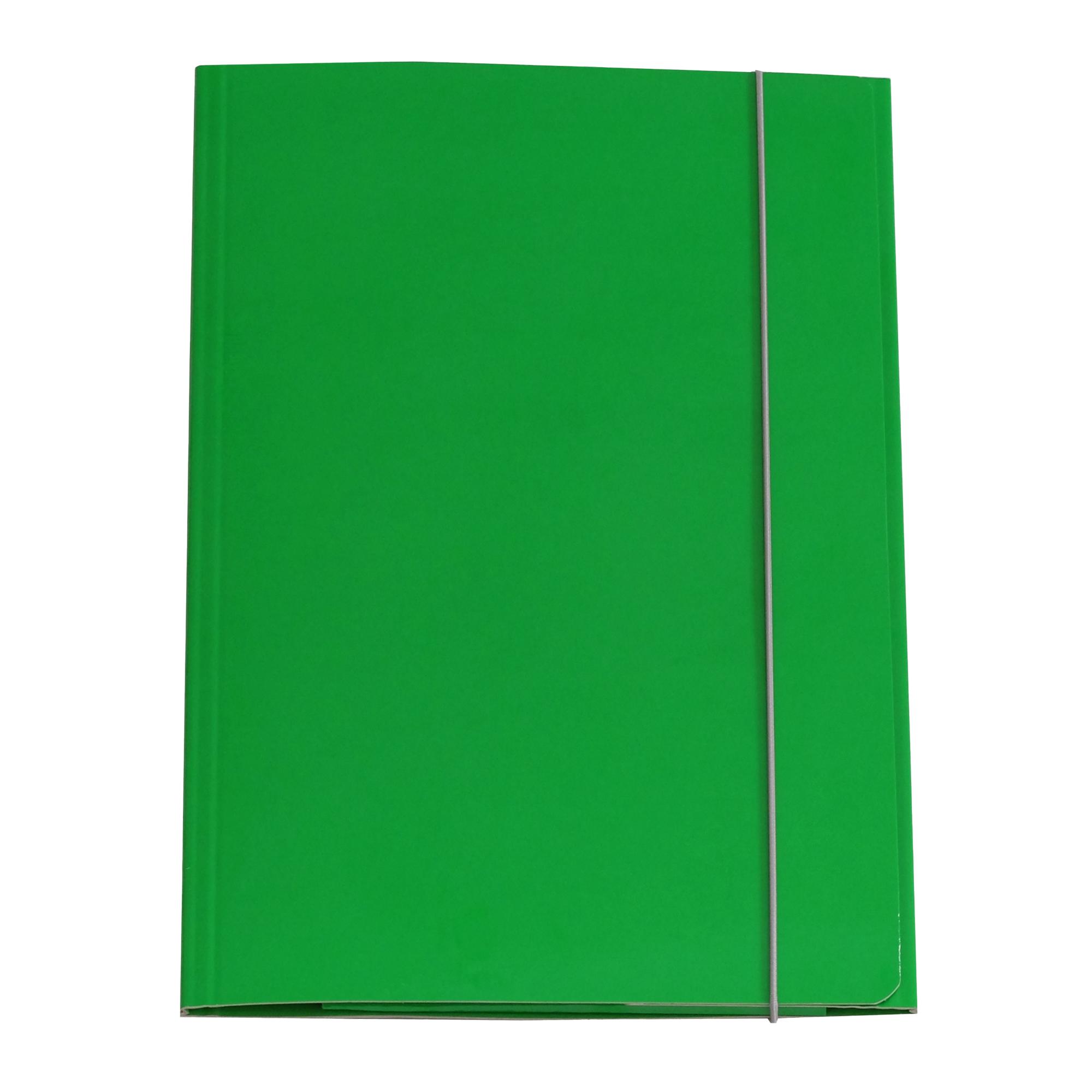 Cartella 3 lembi con elastico Queen - A4 - dorso variabile - cartone plastificato - verde - Starline