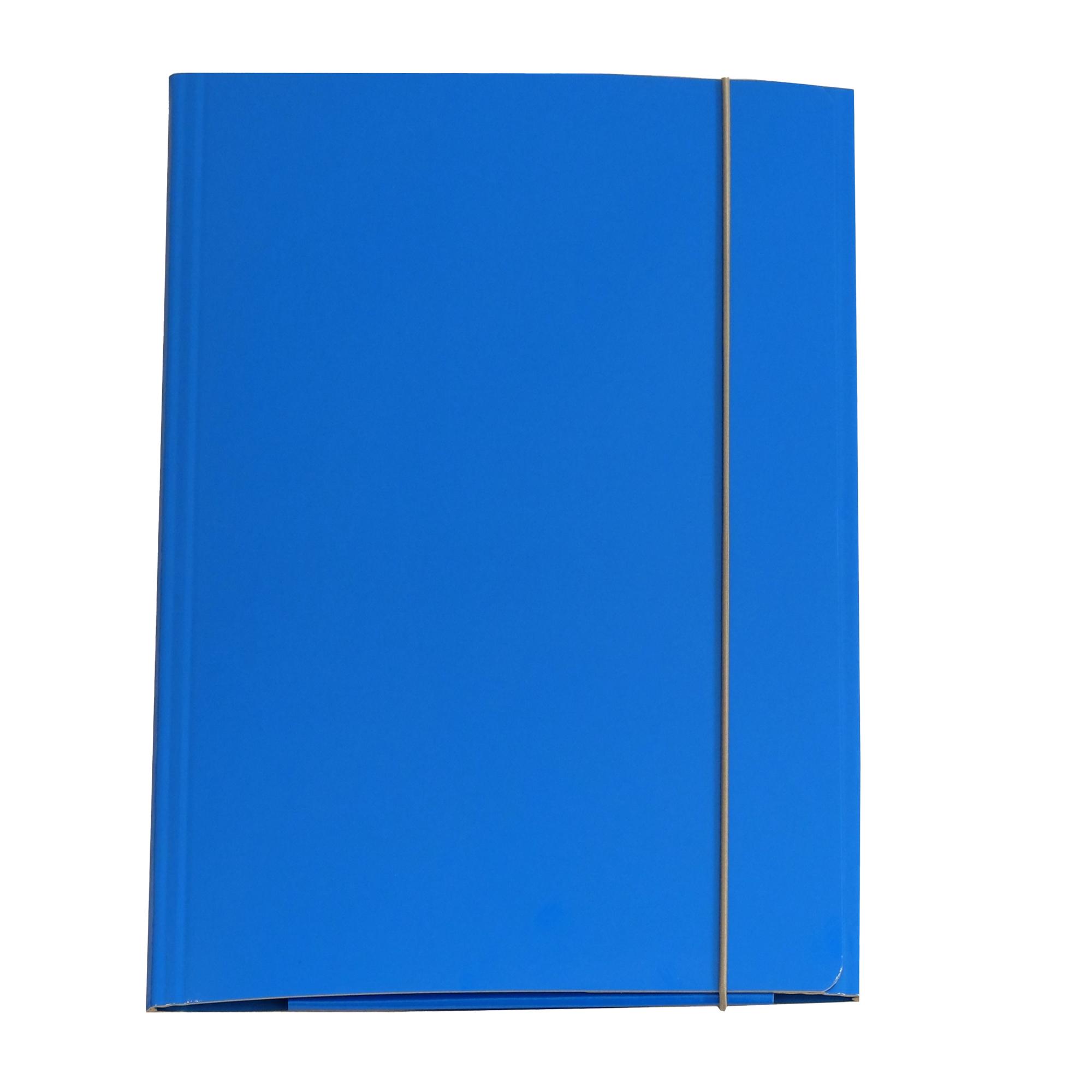 Cartella 3 lembi con elastico Queen - A4 - dorso variabile - cartone plastificato - azzurro - Starline