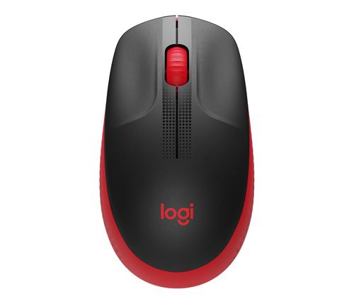 Logitech M190 - Mouse - ottica - 3 pulsanti - senza fili - ricevitore wireless USB - rosso