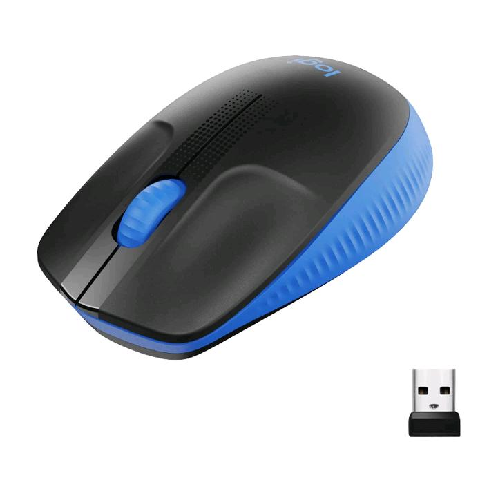 Logitech M190 - Mouse - ottica - 3 pulsanti - senza fili - ricevitore wireless USB - blu