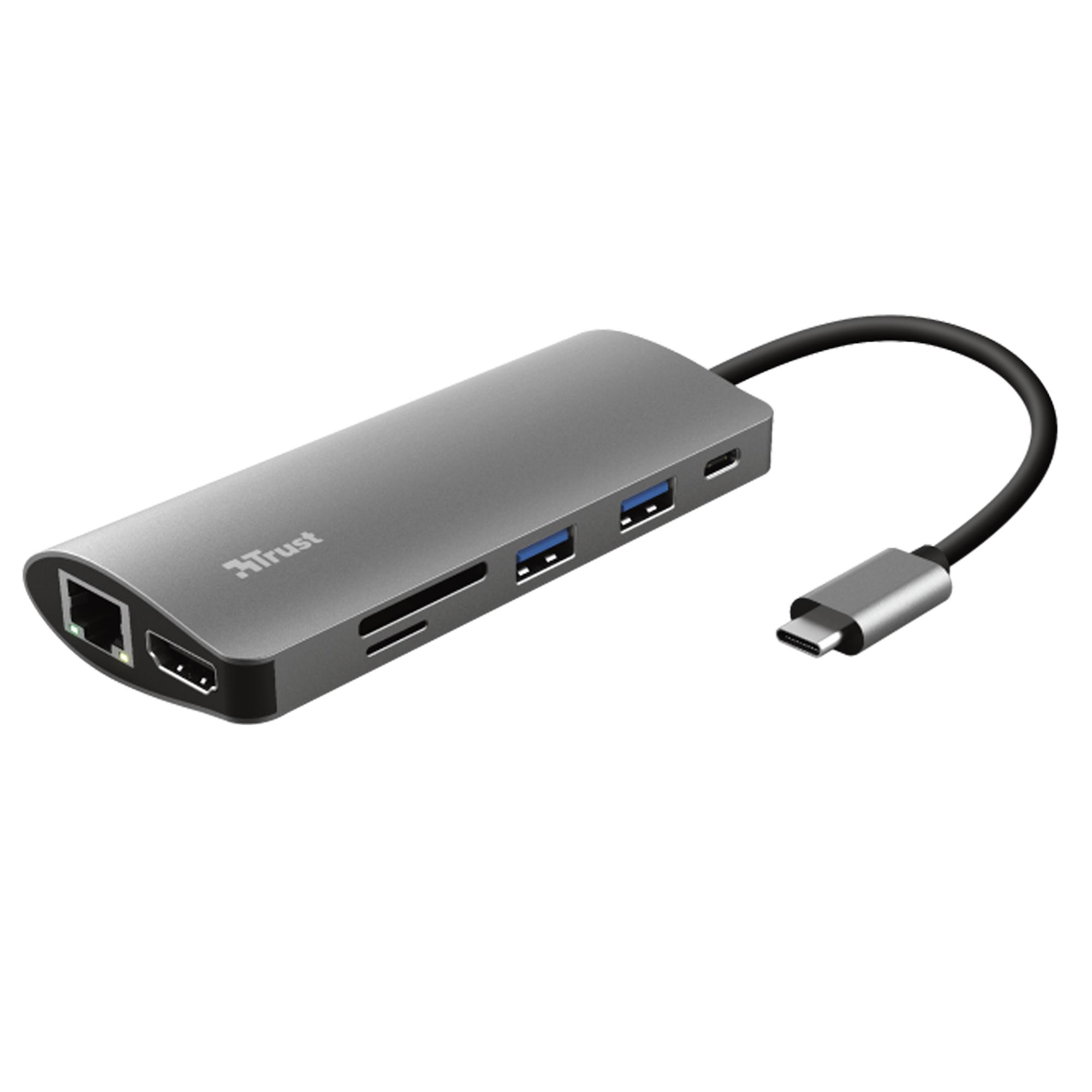 Trust Dalyx 7-in-1 USB-C Multiport Adapter - Docking station - USB-C 3.2 - HDMI - GigE