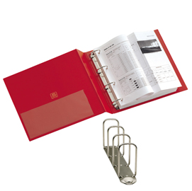 Raccoglitore Stelvio - 22 x 30 cm - 4 anelli a Q 65 mm - dorso 9 cm - rosso - Sei Rota
