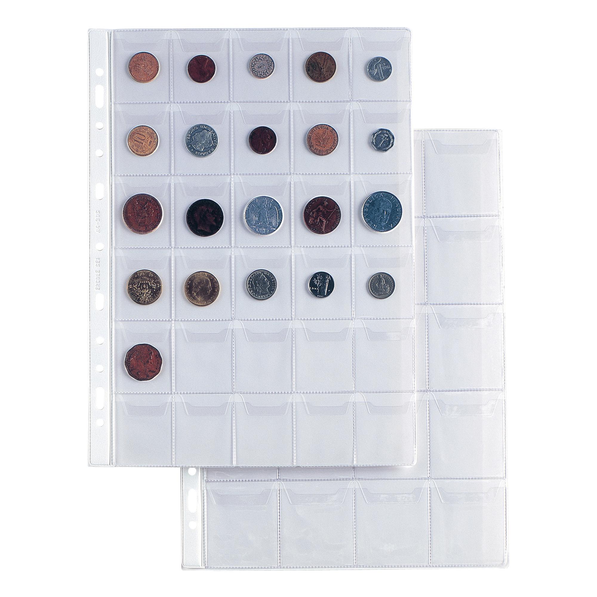 Buste forate Ercole - PVC liscio - 21 x 29,7 cm - porta monete - 30 tasche - Sei Rota - conf. 10 pezzi