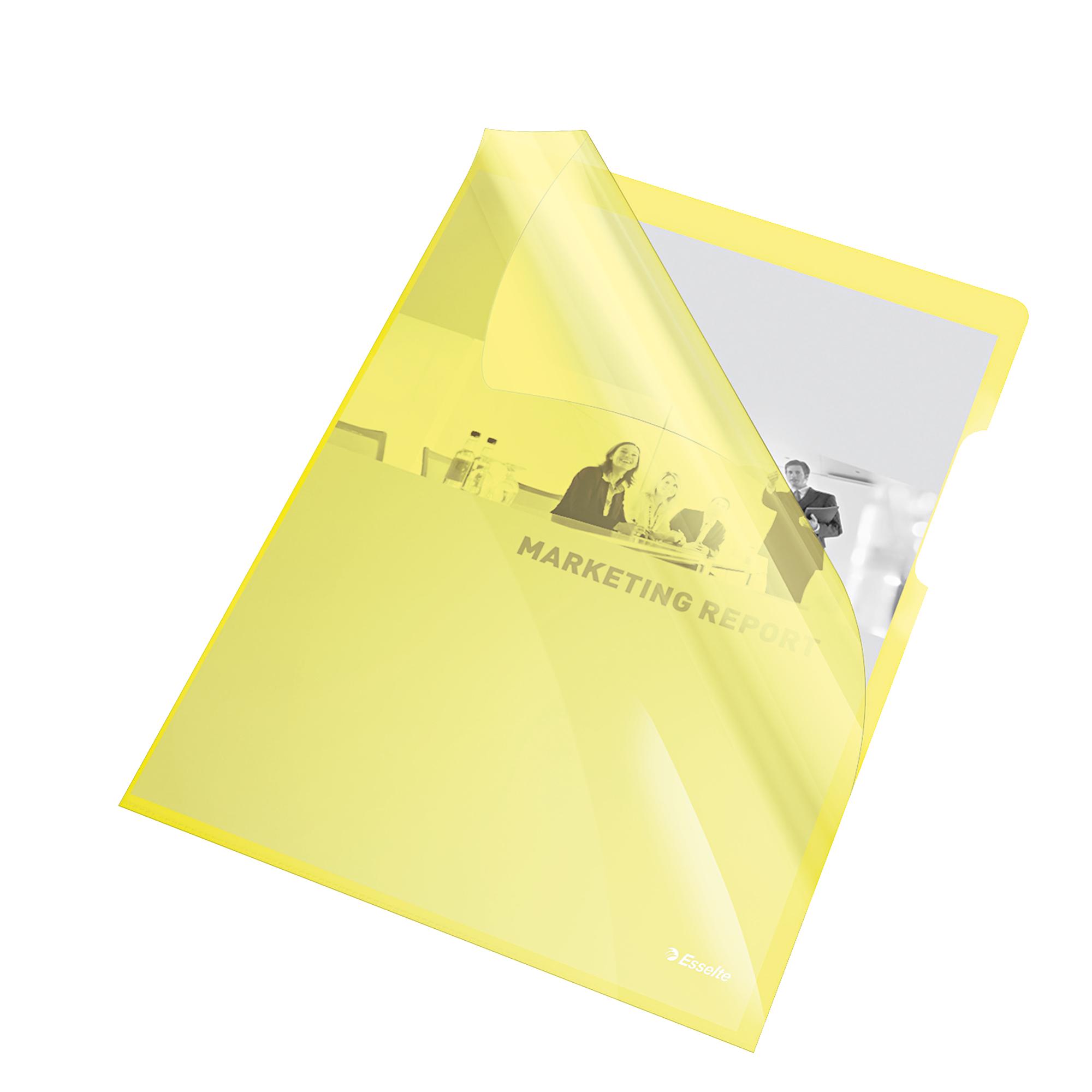 Cartelline a L - PVC - liscio - 21 x 29,7 cm - giallo cristallo - Esselte - conf. 25 pezzi