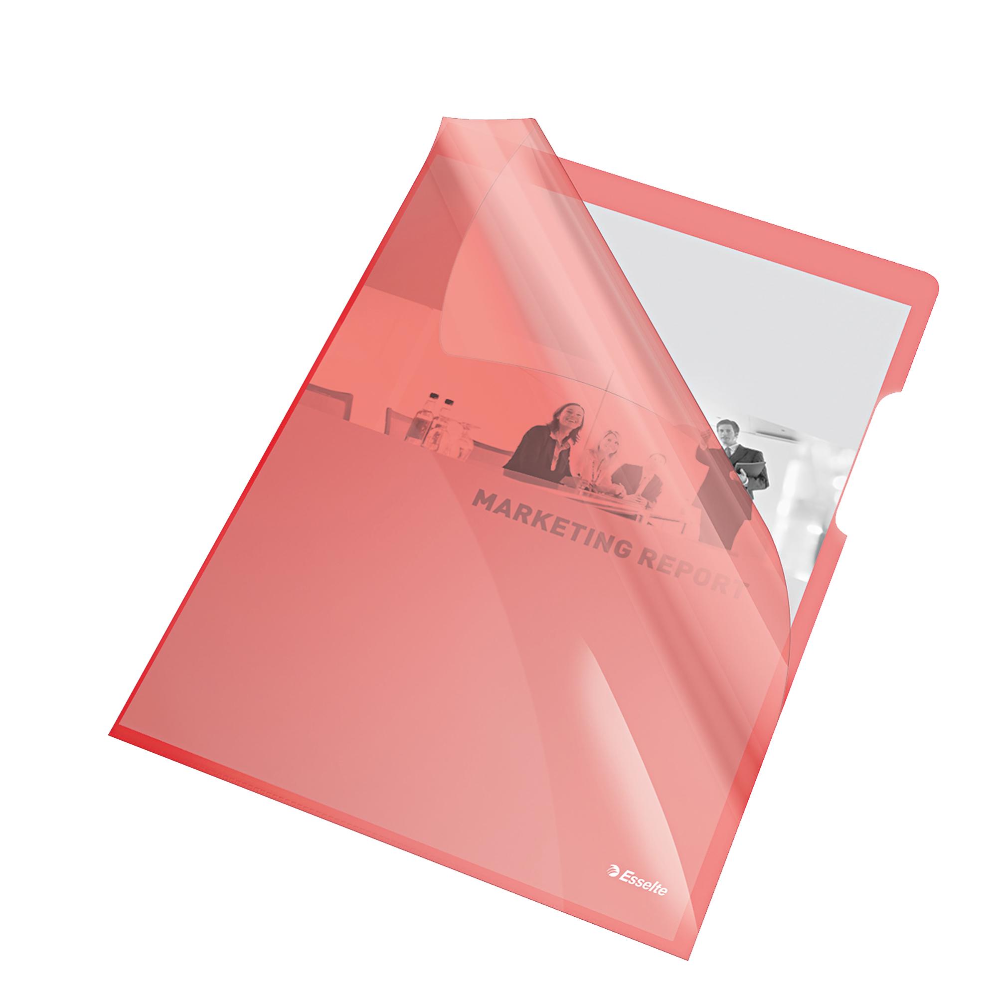 Cartelline a L - PVC - liscio - 21 x 29,7 cm - rosso cristallo - Esselte - conf. 25 pezzi
