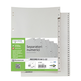 Separatore numerico 1/12 Record R - PP - 21 x 29.7 cm - A4 - Sei Rota