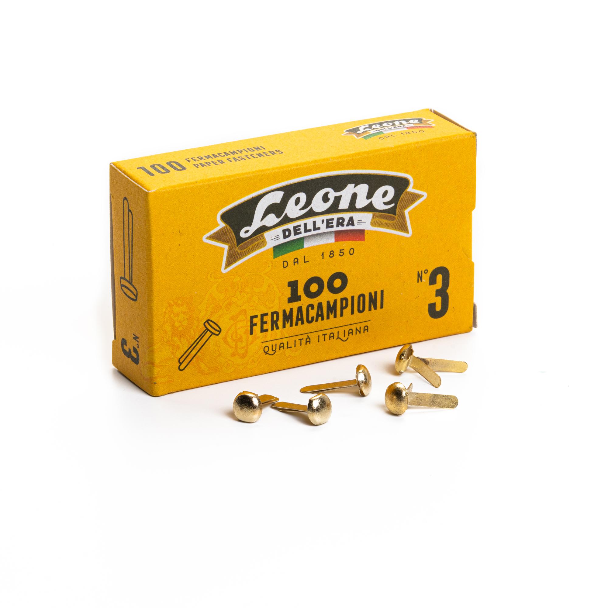 Leone Dell'Era Fermacampioni Ottonati N3 Confezione da 10 scatole x100 fermacampioni ciascuna
