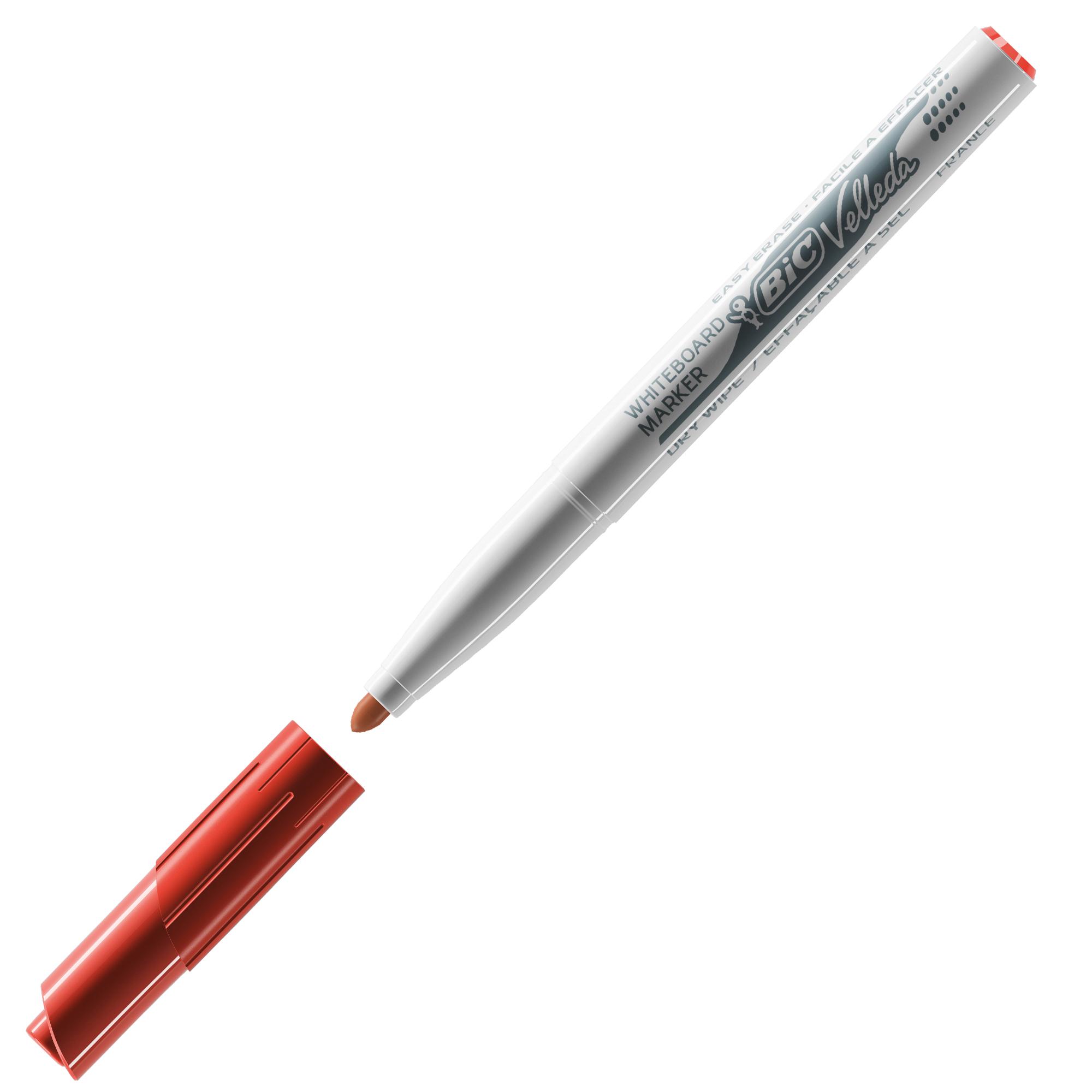 Bic Whiteboard Marker Velleda 1741 rosso punta tonda ultra-resistente tratto 1 4 mm -Bic- fusto in plastica facile da impugnare (conf.12)