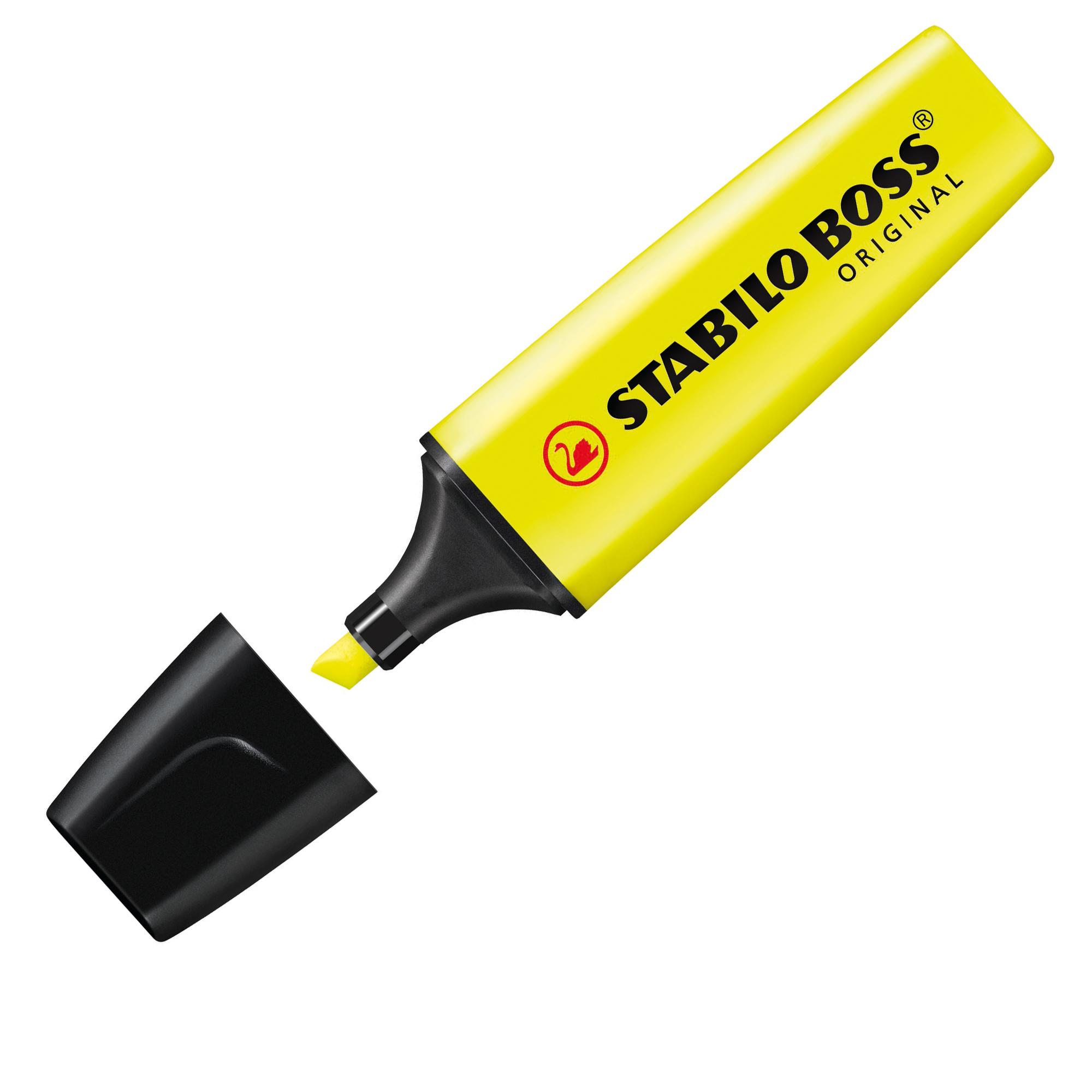 Evidenziatore Stabilo Boss Original giallo ricaricabile di lunga durata fuoroscente universale (conf.10)