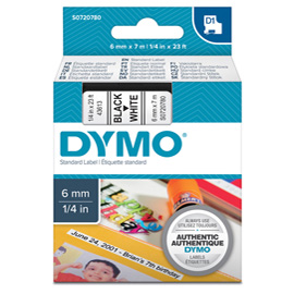 DYMO D1 - Poliestere - autoadesivo - nero su bianco - Rotolo (0,6 cm x 7 m) 1 cassetta(e) rotolo di etichette - per LabelMANAGER 100, 160, 210, 220, 260, 280, 300, 360, 420, Wireless PnP; LabelPOINT 250