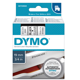 DYMO D1 - Poliestere - nero trasparente - Rotolo (1,9 cm x 7 m) 1 cassetta(e) rotolo di etichette - per LabelMANAGER 360, 400, 420, 450, 500, PC, PC2, Wireless PnP; LabelPOINT 300, 350