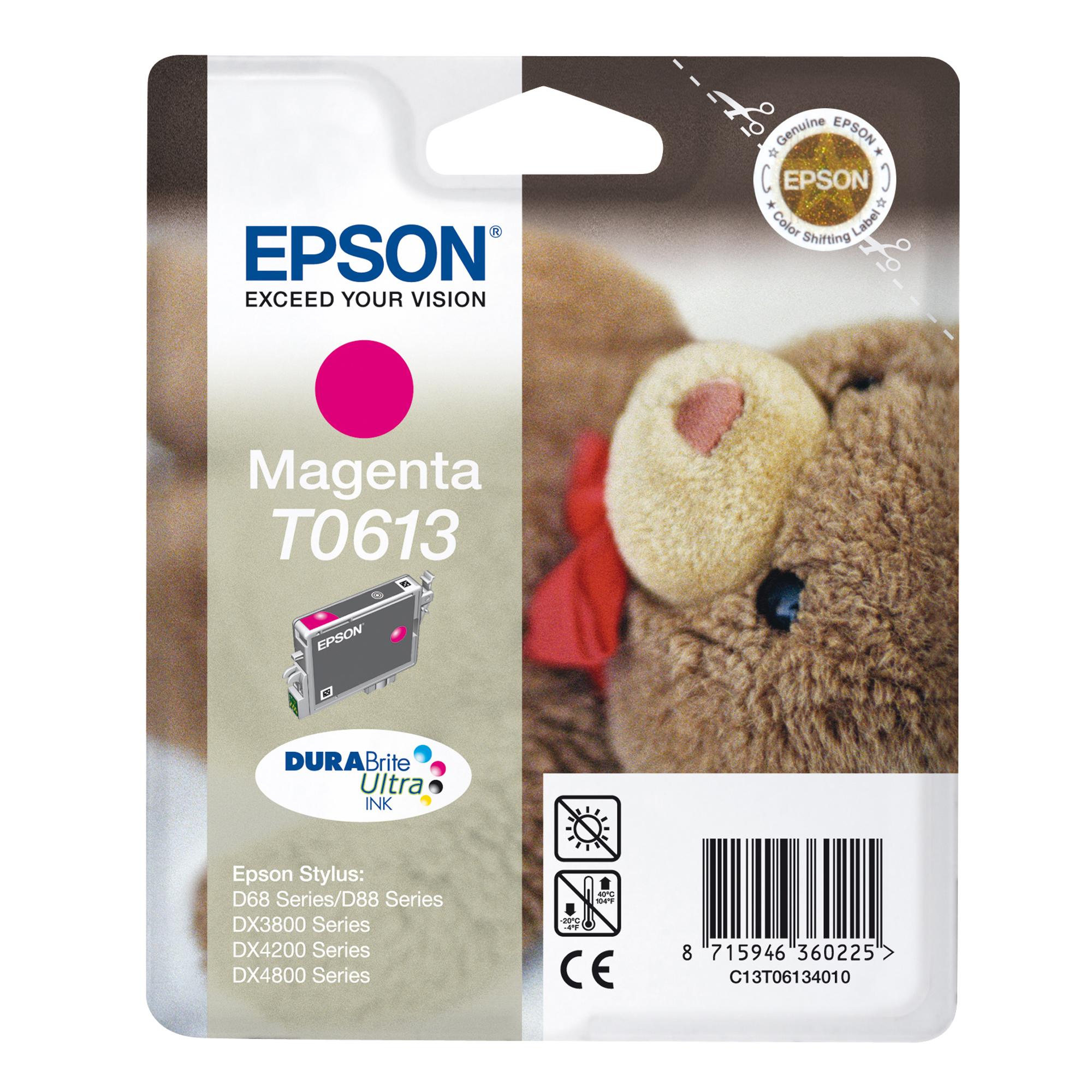 Epson T0613 - 8 ml - magenta - originale - blister - cartuccia d'inchiostro - per Stylus D68, D88, DX3800, DX3850, DX4200, DX4250, DX4800, DX4850