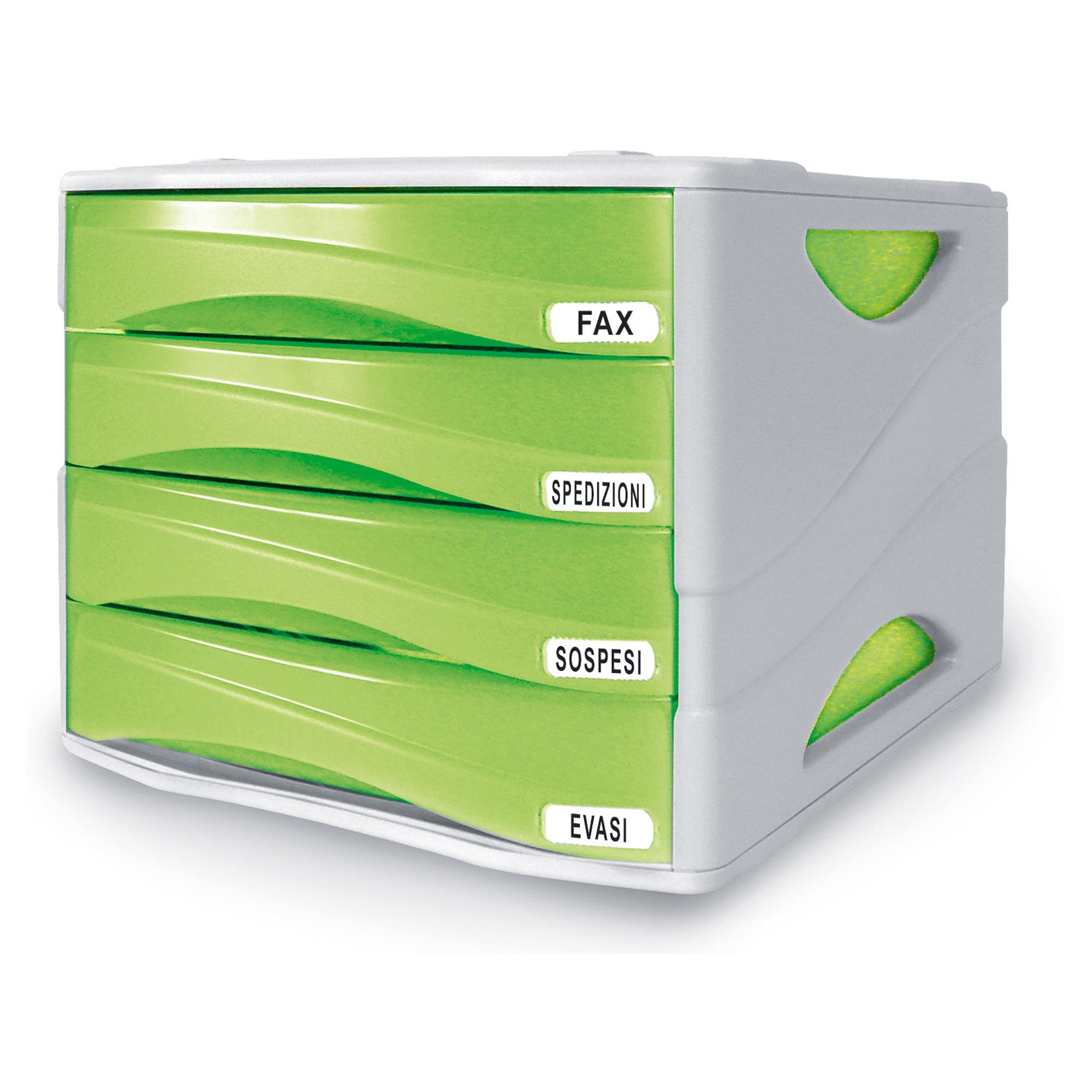 ARDA Smile - Cassettiera - 4 cassetti - per A4, 240 x 320 mm - verde trasparente