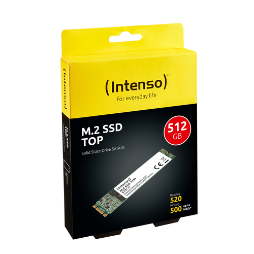 INTENSO TOP SSD 512GB INTERNO M2 2280 SATA III LETTURA 520MB/s SCRITTURA 500MB/s