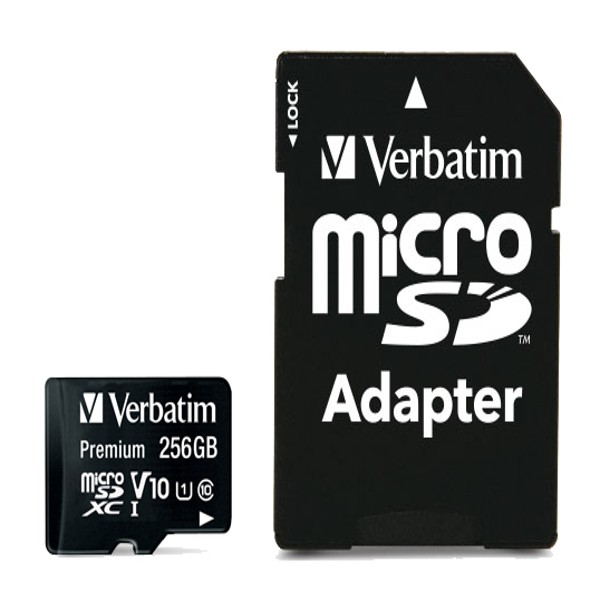 Verbatim Premium - Scheda di memoria flash (adattatore a SD in dotazione) - 256 GB - UHS Class 1 / Class10 - UHS-I microSDXC